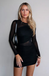 Like It Like That Long Sleeve Mini Dress Black
