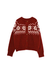 Cleo Round Neck Jacquard Cardigan
