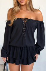 Let Me Long Sleeve Mini Dress Black