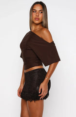 Cha Cha Knit Mini Skirt Chocolate
