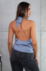 Tell Me It's Nothing Halter Top Slate Grey