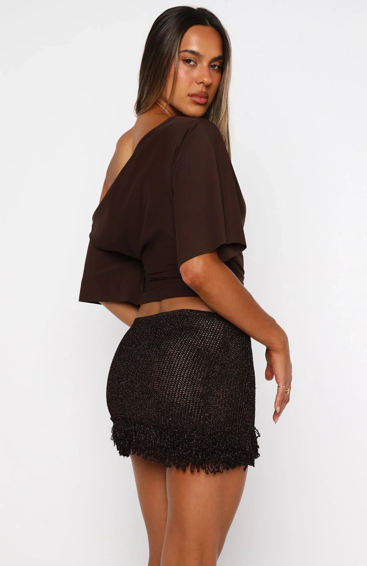 Cha Cha Knit Mini Skirt Chocolate
