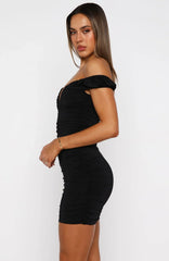 Wrongs And Rights Off Shoulder Mini Dress Black
