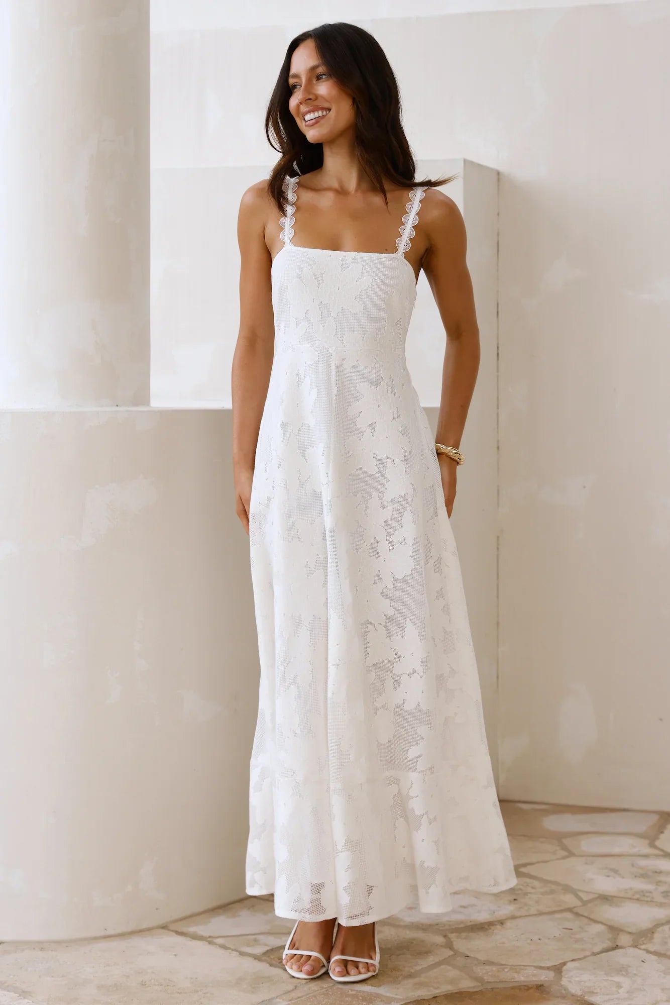 Soft Blossom Maxi Dress Cream