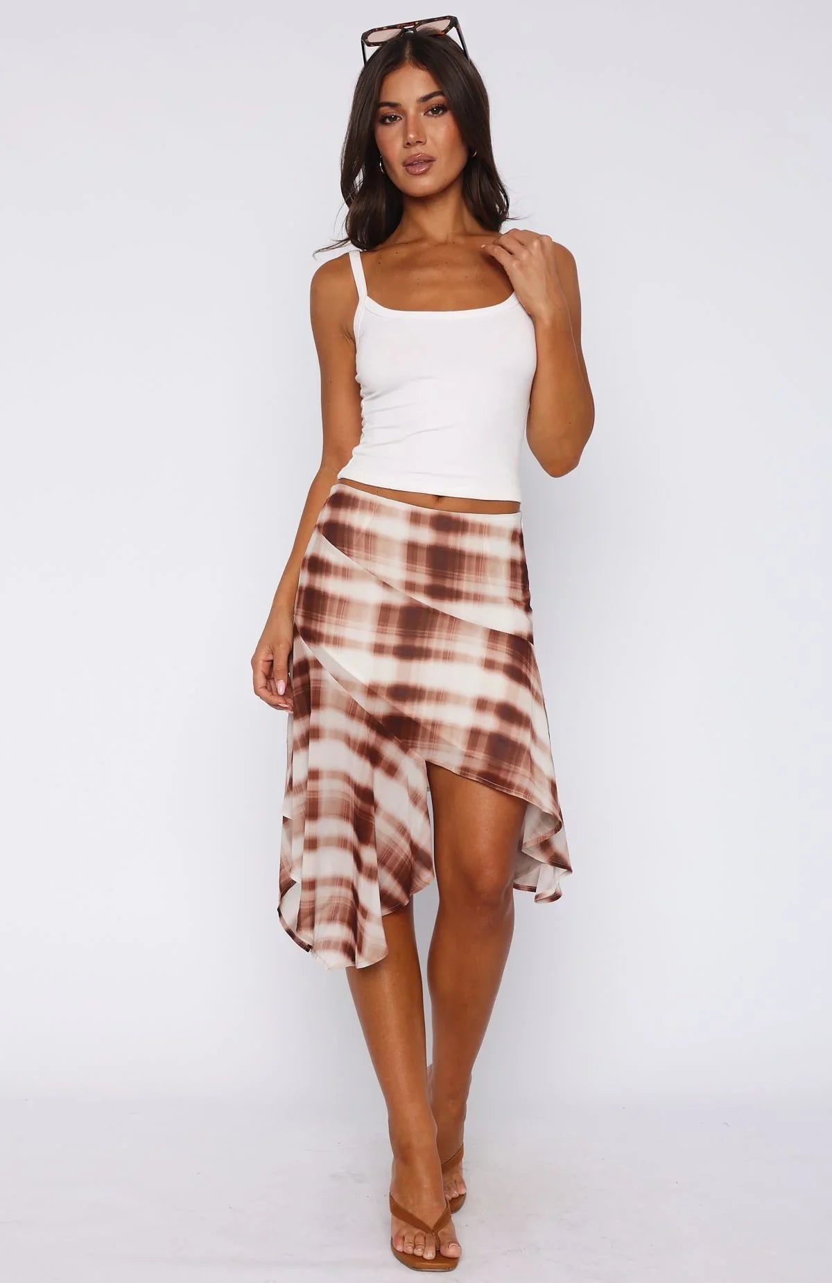 Crazy Romantic Midi Skirt Chocolate Plaid