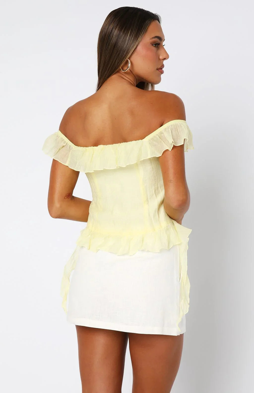 Love The View Off Shoulder Top Lemon