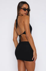 After Dark Halter Mini Dress Black